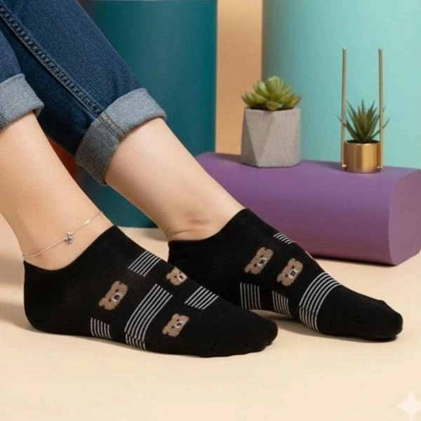 جوراب نیم ساق پنبه ای خرسی 7013 روما